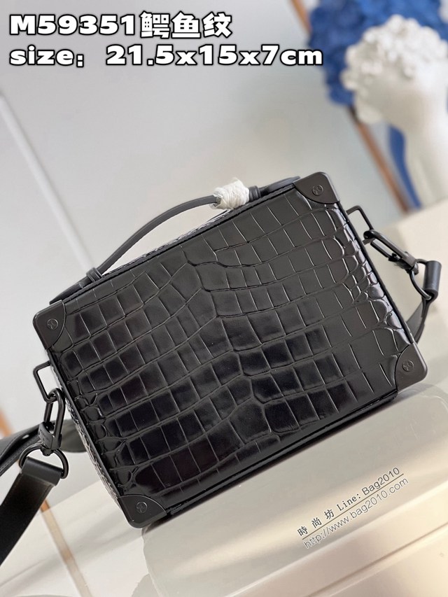 LV專櫃2023新款 Handle Soft Trunk手袋 M59351黑色鱷魚紋 路易威登男士手提包 dn1452